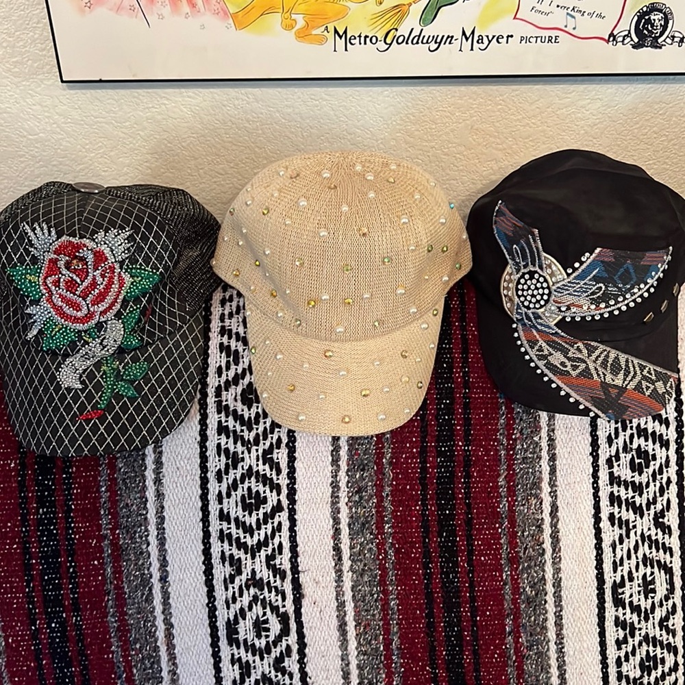*SOLD*Set of 3 Bedazzled/Jeweled Hats.
